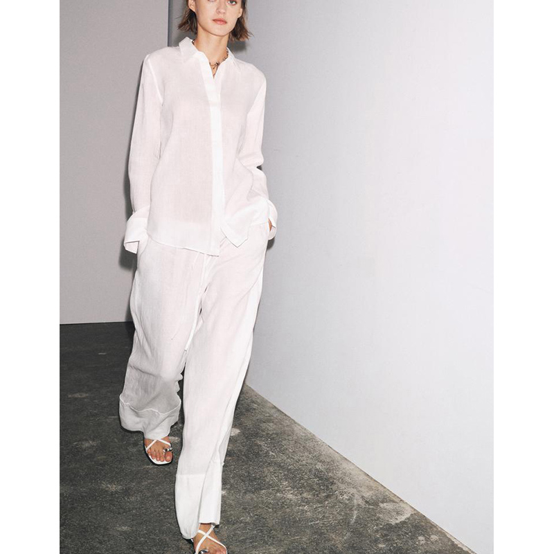 Casual Long Sve Collared irt A - огляд і ціна Linen Pant Wide