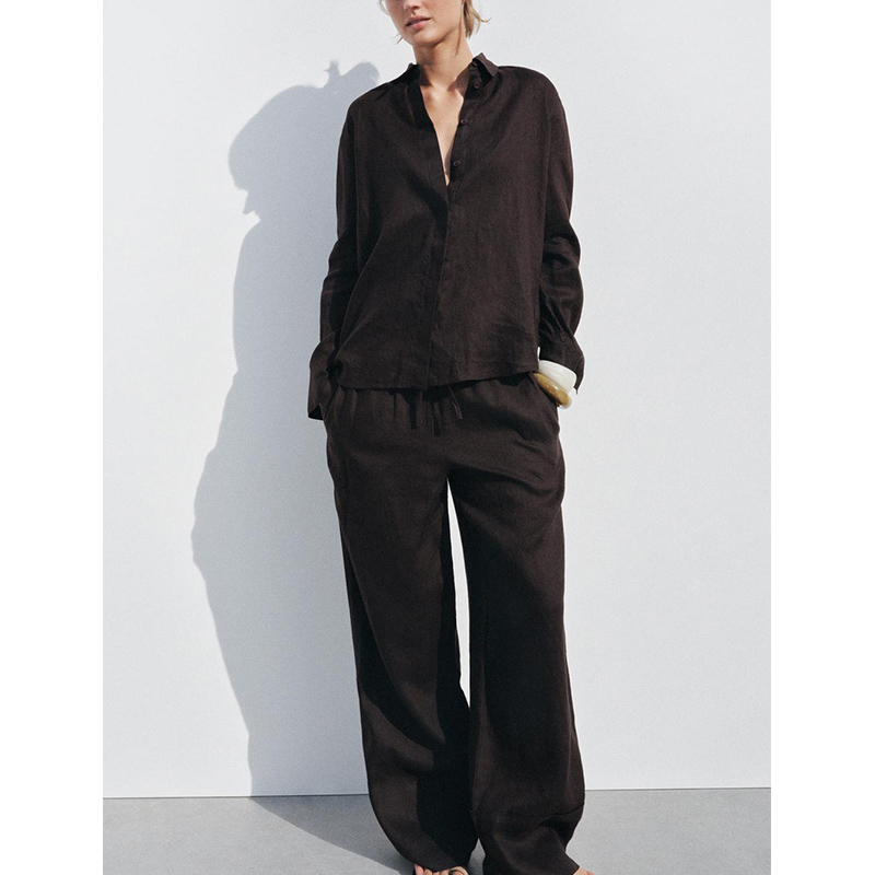 Casual Long Sve Collared irt A - огляд і ціна Linen Pant Wide