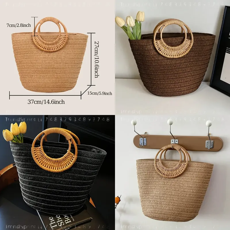 Women Summer Woven Paper Tote  - огляд і ціна Tote Bag Beach