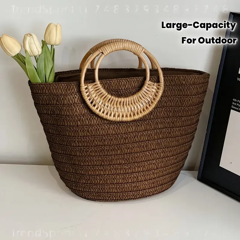 Women Summer Woven Paper Tote  - огляд і ціна Tote Bag Beach