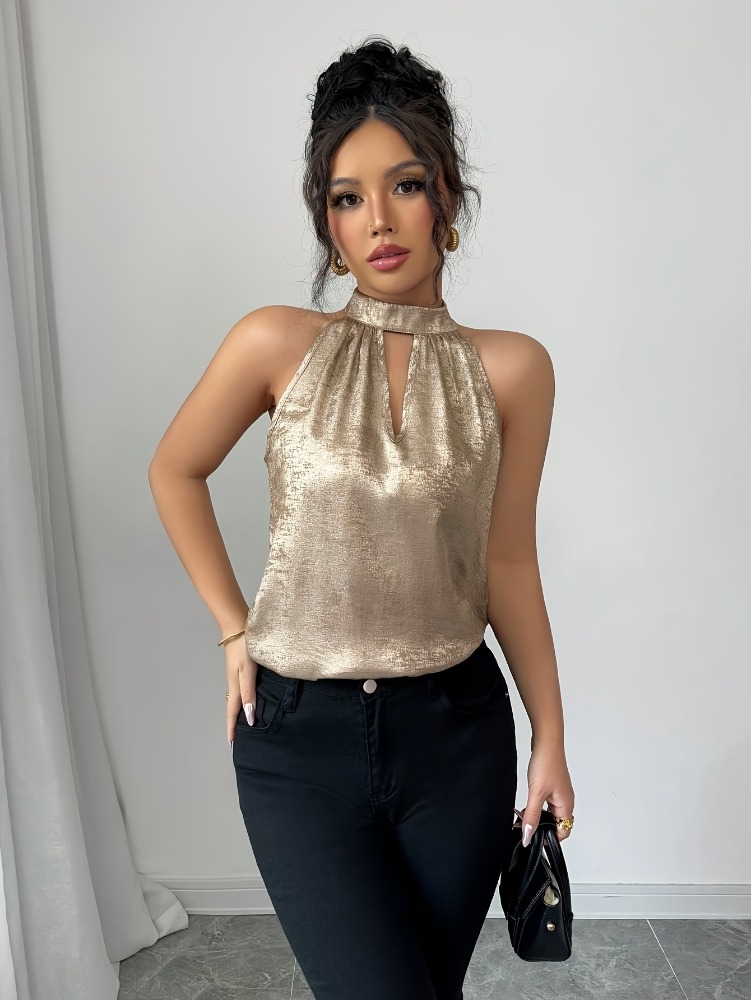 Champagne Golden Shiny Glossy  - огляд і ціна Blouse Off Shoulder