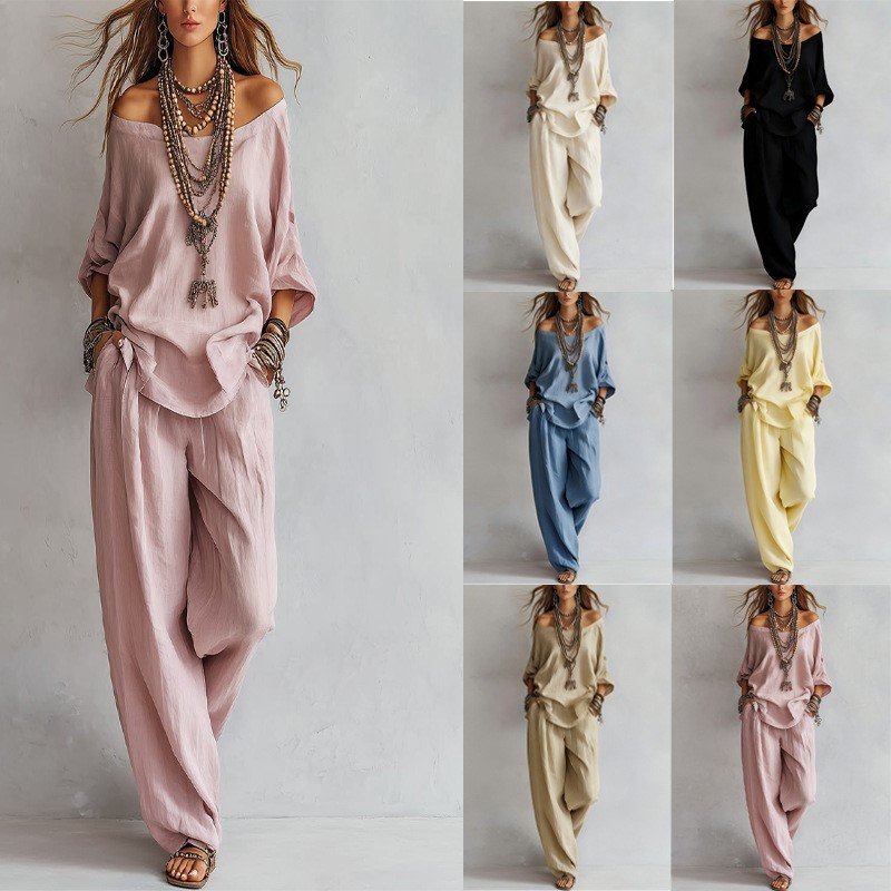 Women's Two-piece Three-quarte - огляд і ціна Linen Pant Wide