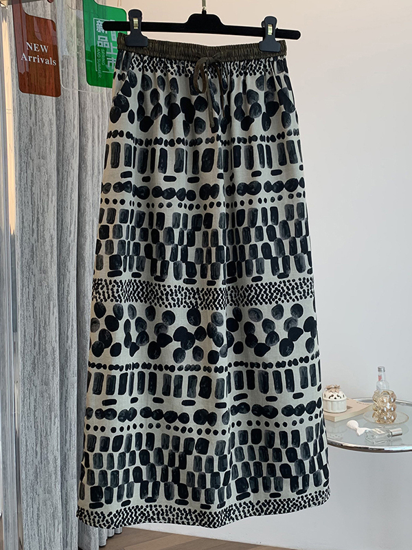 Retro Floral Print Loose Light - огляд і ціна Midi Skirt Floral