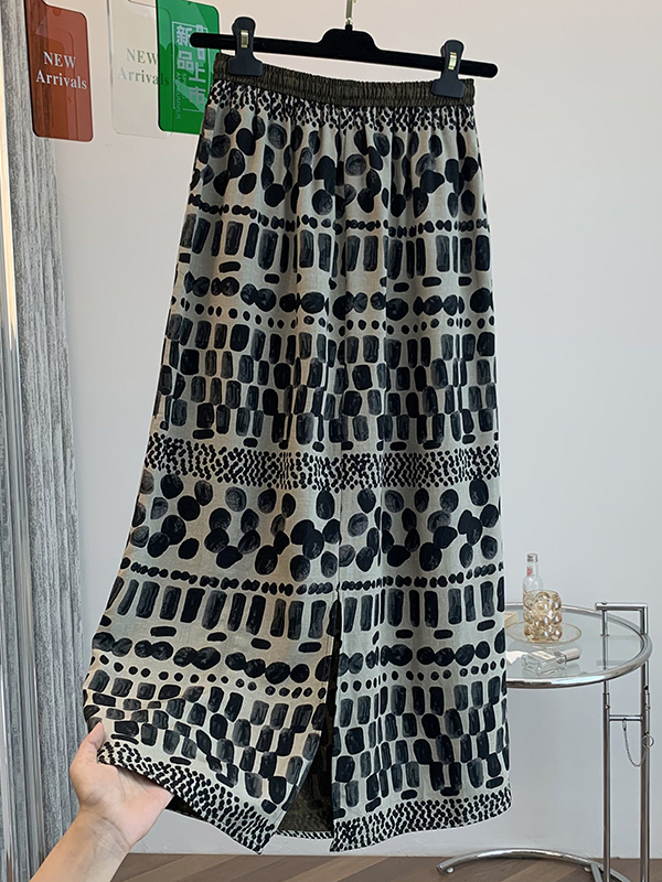 Retro Floral Print Loose Light - огляд і ціна Midi Skirt Floral