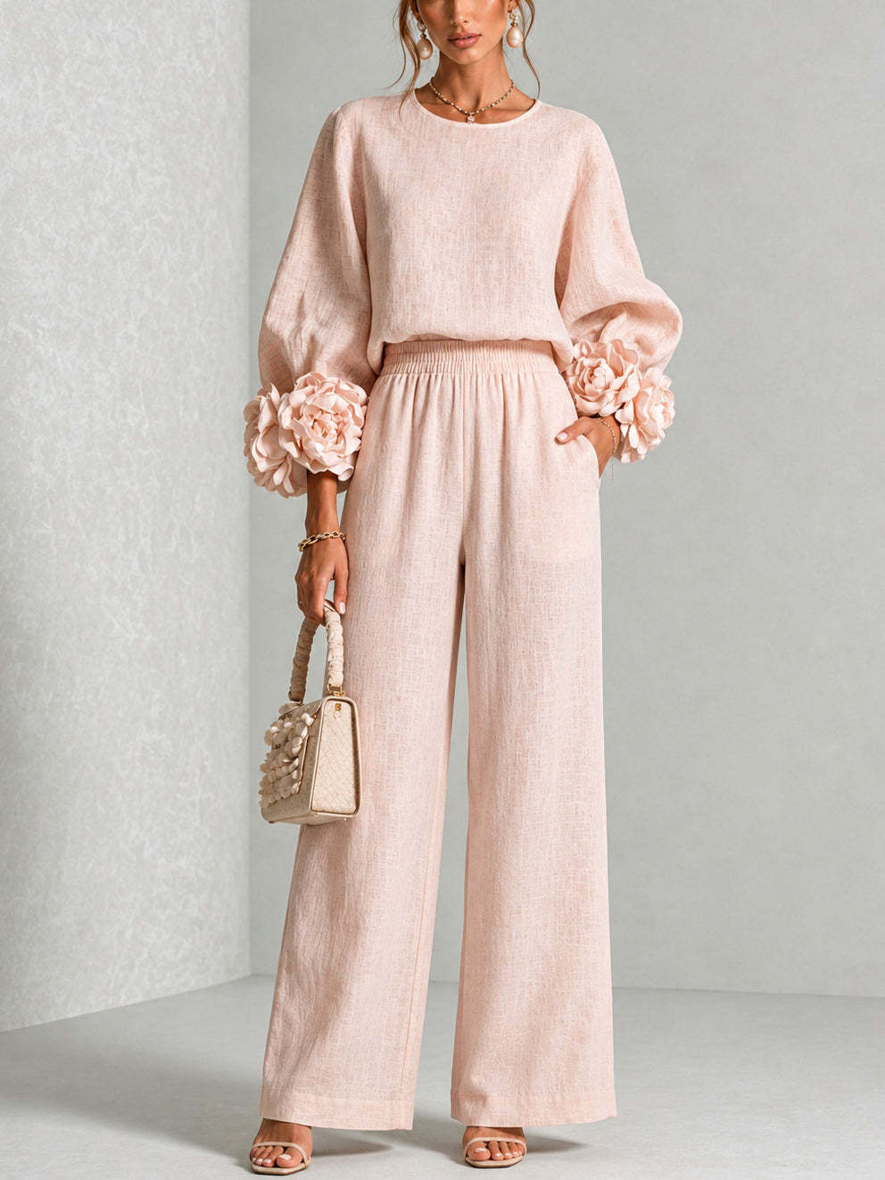 Women 2 Piece Linen Outfit O N - огляд і ціна Linen Pant Wide