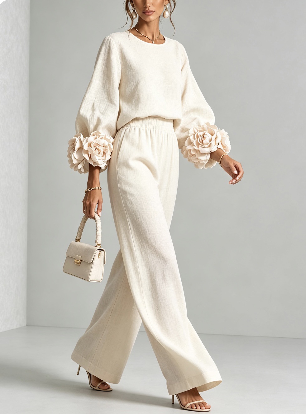 Women 2 Piece Linen Outfit O N - огляд і ціна Linen Pant Wide